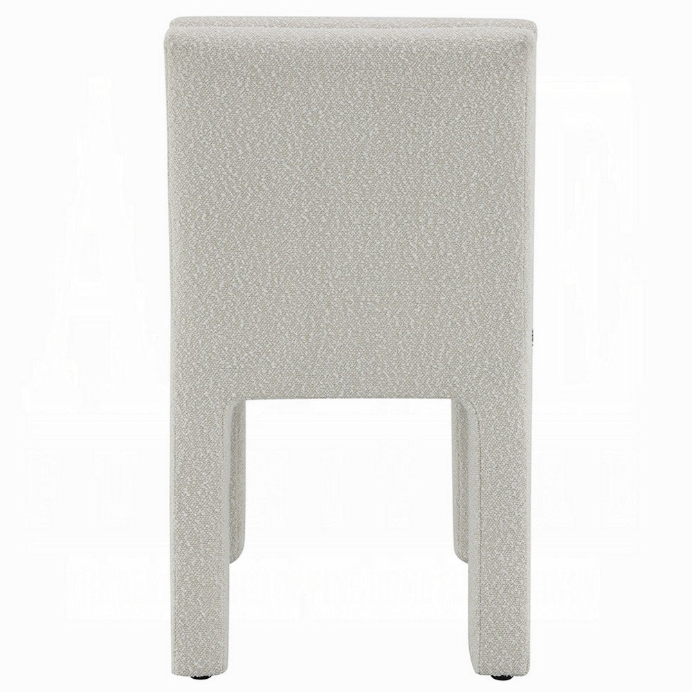 Side Dining Chair Set of 2, Plush White Boucle Seat, Tufted Backrest