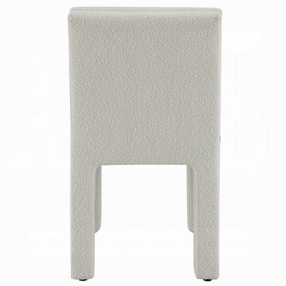 Side Dining Chair Set of 2, Plush White Boucle Seat, Tufted Backrest