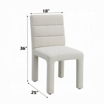 Side Dining Chair Set of 2, Plush White Boucle Seat, Tufted Backrest