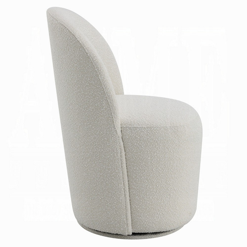 Accent Chair Set of 2, 360 Degree Swivel Rotation, Beige White Boucle