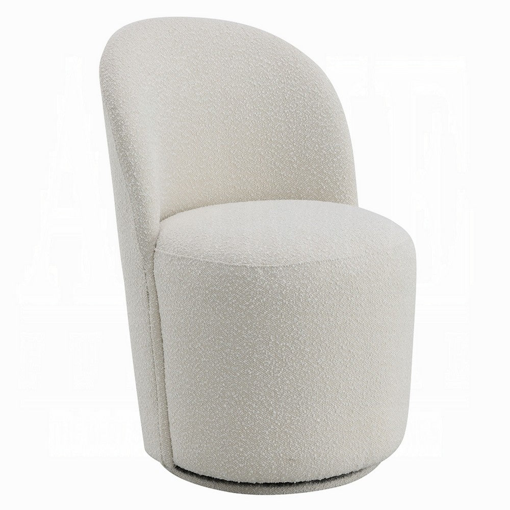 Accent Chair Set of 2, 360 Degree Swivel Rotation, Beige White Boucle
