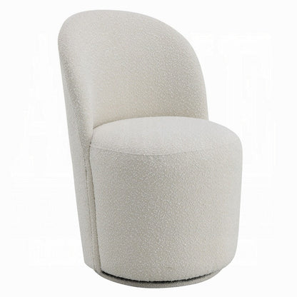 Accent Chair Set of 2, 360 Degree Swivel Rotation, Beige White Boucle