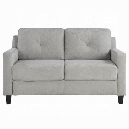 Royi Loveseat, Track Armrest, 58 Inch, Gray Fabric w Tufted Backrest