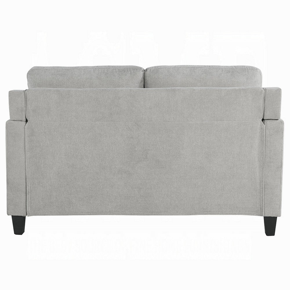 Royi Loveseat, Track Armrest, 58 Inch, Gray Fabric w Tufted Backrest