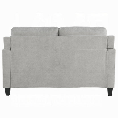 Royi Loveseat, Track Armrest, 58 Inch, Gray Fabric w Tufted Backrest