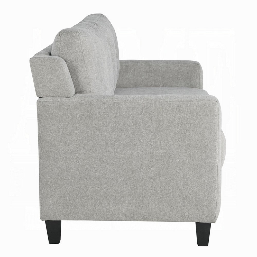 Royi Loveseat, Track Armrest, 58 Inch, Gray Fabric w Tufted Backrest