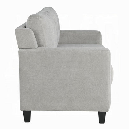 Royi Loveseat, Track Armrest, 58 Inch, Gray Fabric w Tufted Backrest