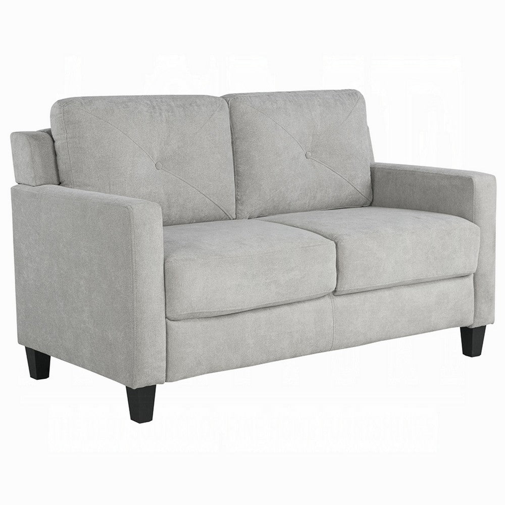 Royi Loveseat, Track Armrest, 58 Inch, Gray Fabric w Tufted Backrest