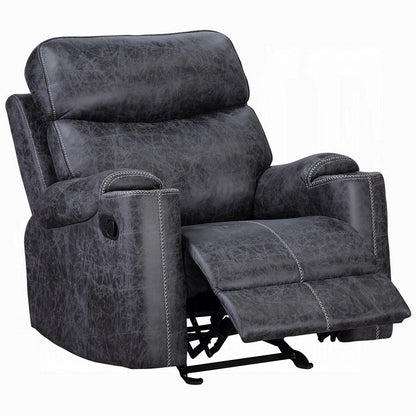Hori Manual Recliner Chair, Dark Gray Microfiber, Cupholder Armrests