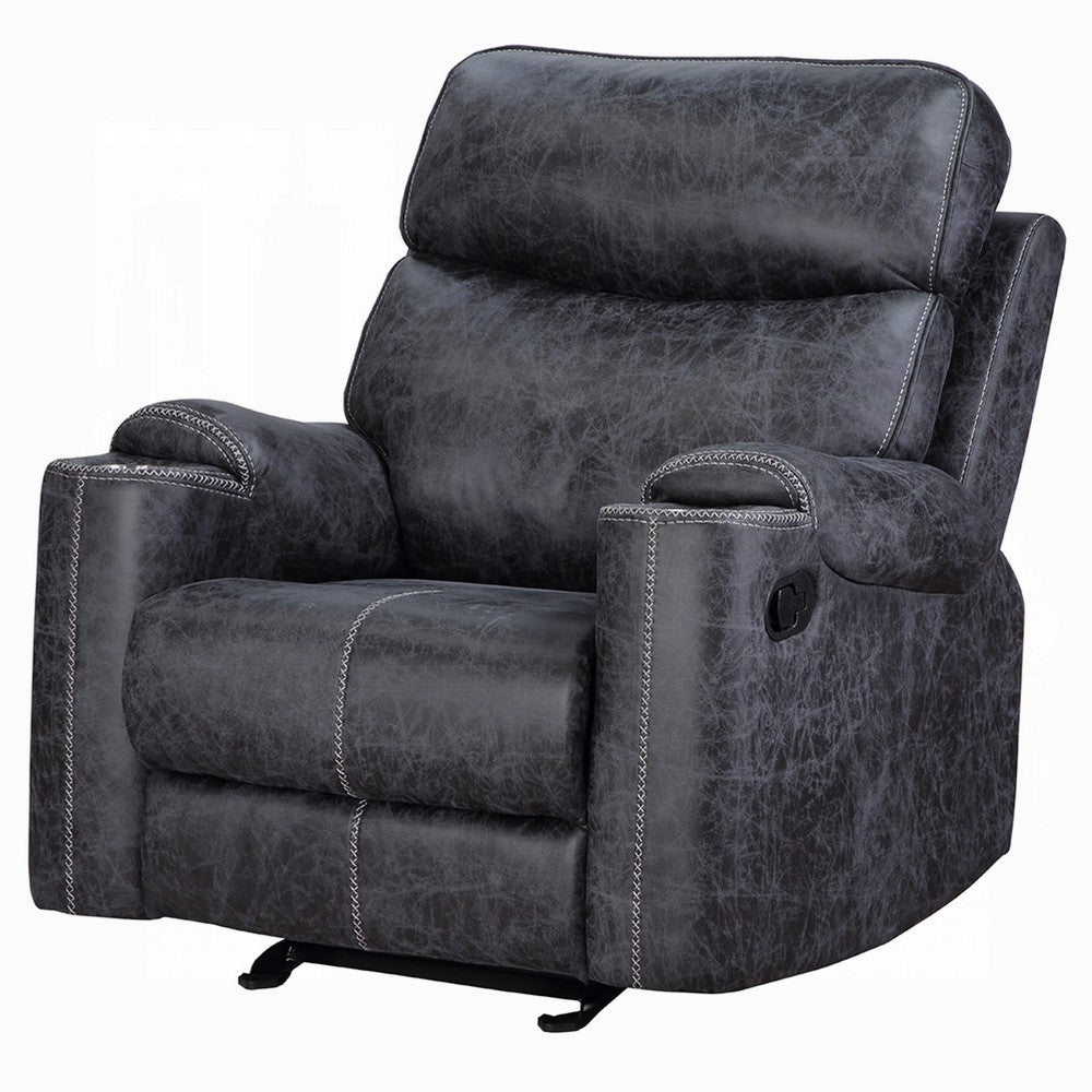 Hori Manual Recliner Chair, Dark Gray Microfiber, Cupholder Armrests