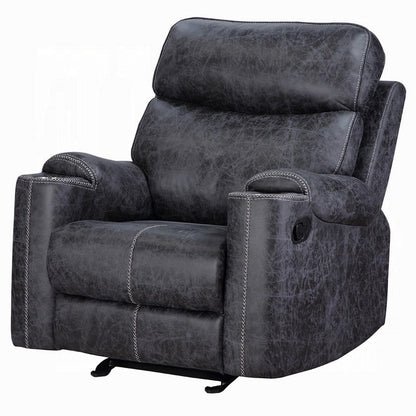 Hori Manual Recliner Chair, Dark Gray Microfiber, Cupholder Armrests