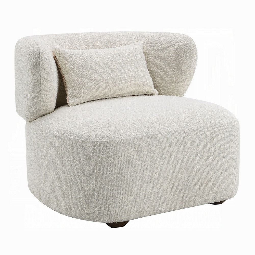 Remus Accent Oversize Chair, Beige Boucle, Round Curved Backrest