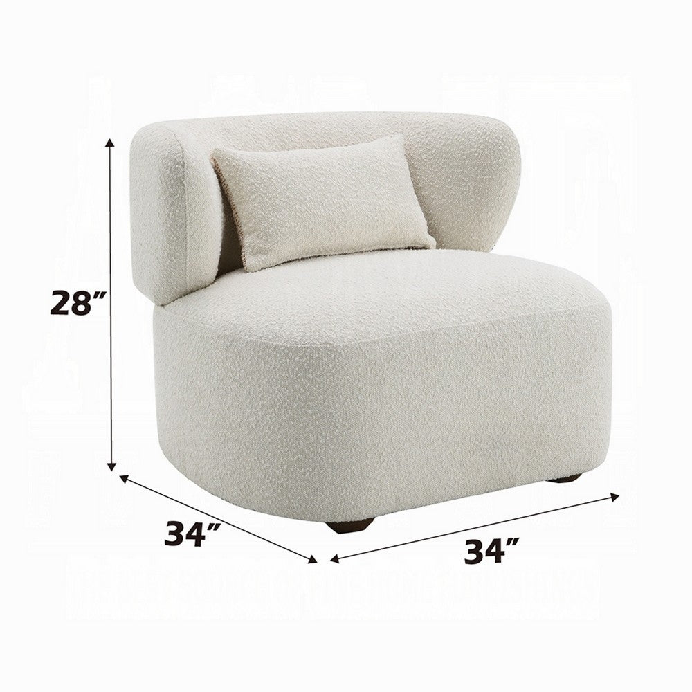 Remus Accent Oversize Chair, Beige Boucle, Round Curved Backrest