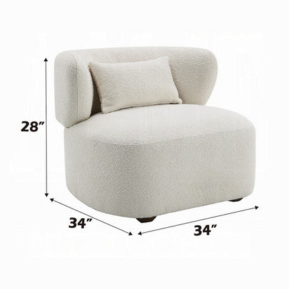 Remus Accent Oversize Chair, Beige Boucle, Round Curved Backrest