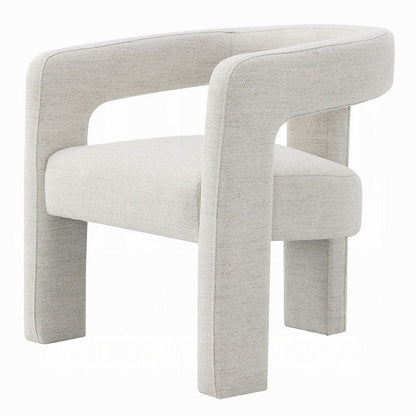 Side Dining Chair Set of 2, Textured Off White Boucle, Curved Back
