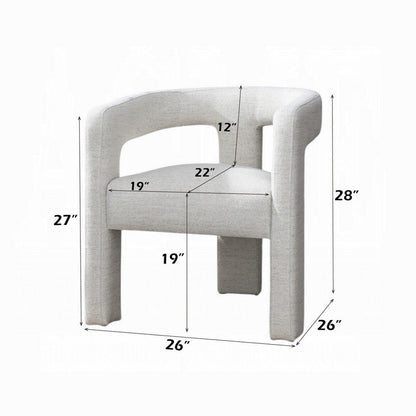 Side Dining Chair Set of 2, Textured Off White Boucle, Curved Back