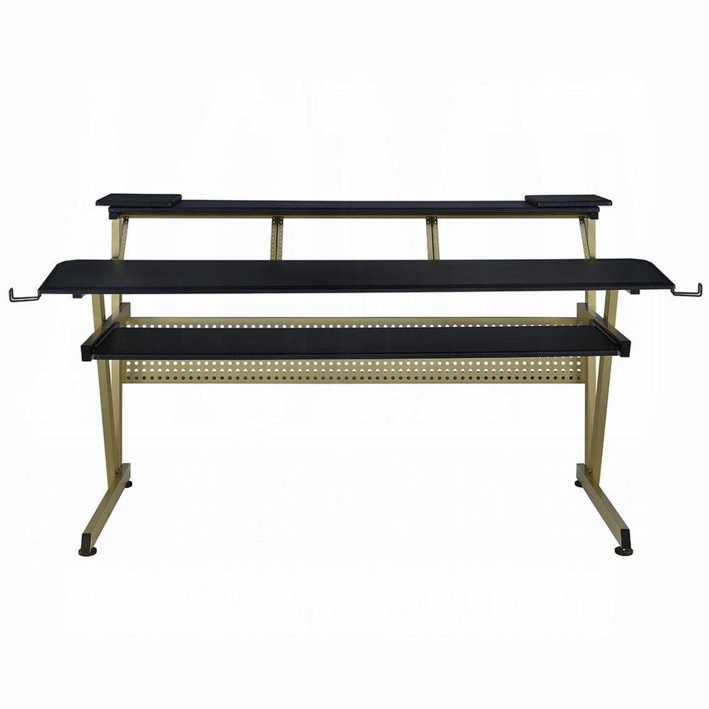 Vion 71 Inch Music Producer Desk for Computer, Black, 3 Tier Shelves