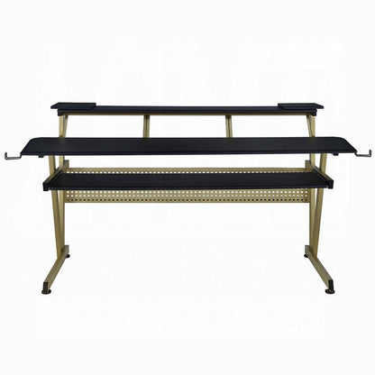 Vion 71 Inch Music Producer Desk for Computer, Black, 3 Tier Shelves