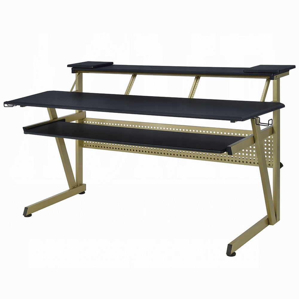 Vion 71 Inch Music Producer Desk for Computer, Black, 3 Tier Shelves