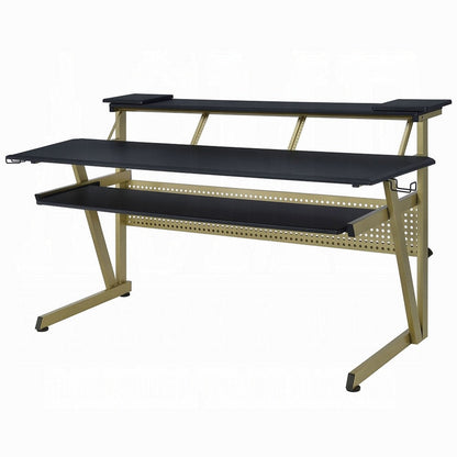 Vion 71 Inch Music Producer Desk for Computer, Black, 3 Tier Shelves
