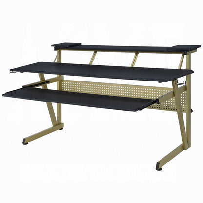 Vion 71 Inch Music Producer Desk for Computer, Black, 3 Tier Shelves