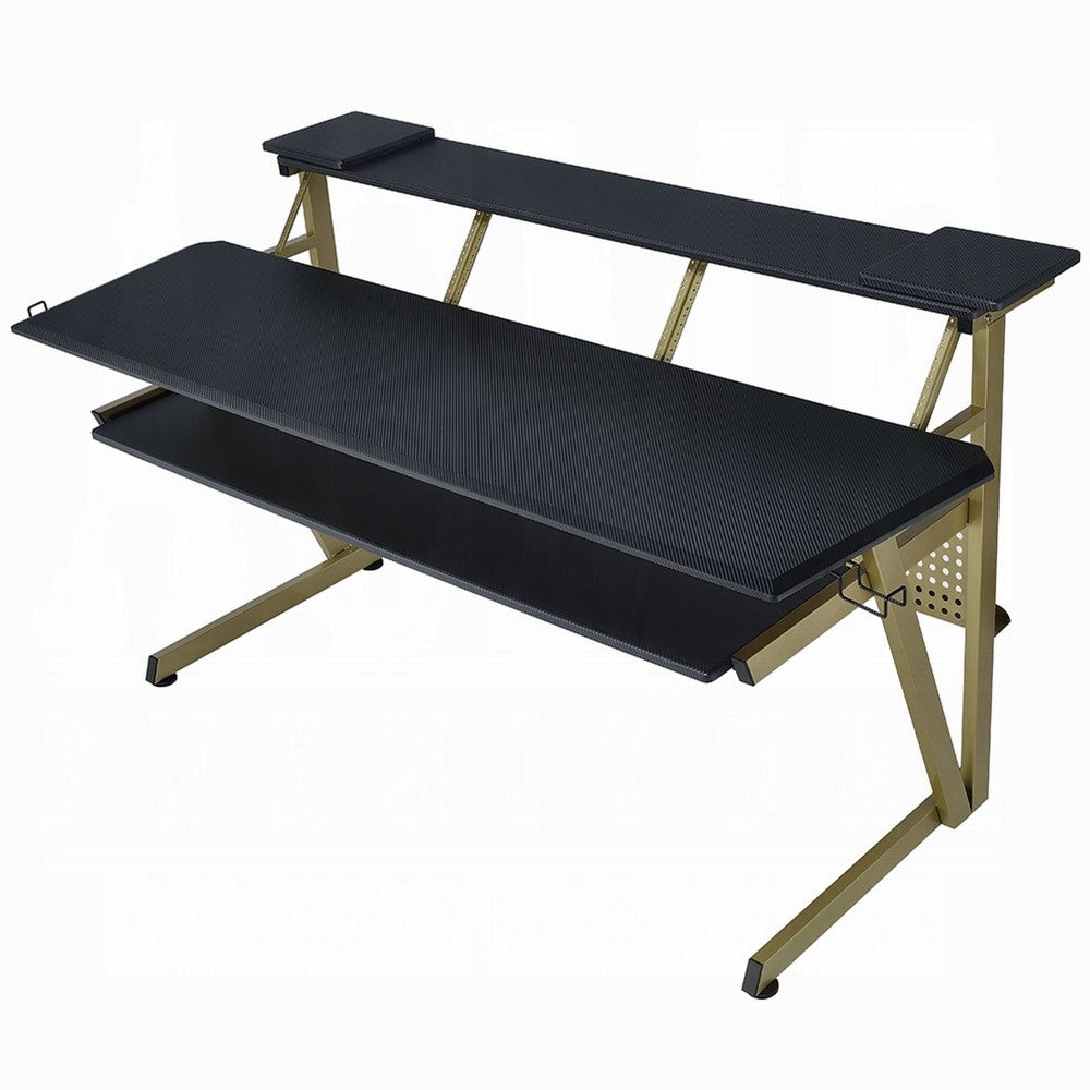 Vion 71 Inch Music Producer Desk for Computer, Black, 3 Tier Shelves