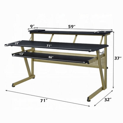 Vion 71 Inch Music Producer Desk for Computer, Black, 3 Tier Shelves
