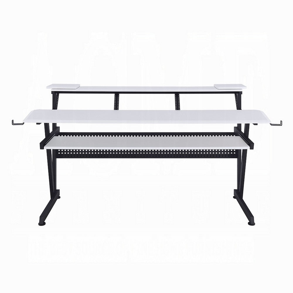 Vion 71 Inch Music Producer Desk for Computer, White, Keyboard Tray