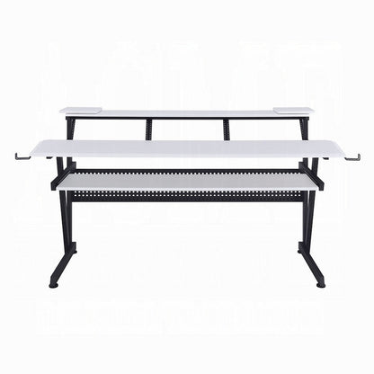 Vion 71 Inch Music Producer Desk for Computer, White, Keyboard Tray