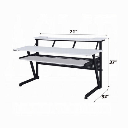 Vion 71 Inch Music Producer Desk for Computer, White, Keyboard Tray