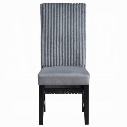 Jory Dining Chair Set of 2, Padded Seat n Back, Gray Corduroy, Black