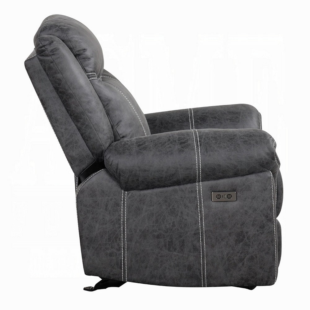 Hesy Power Motion Recliner Chair, USB Ports, Soft Dark Gray Microfiber