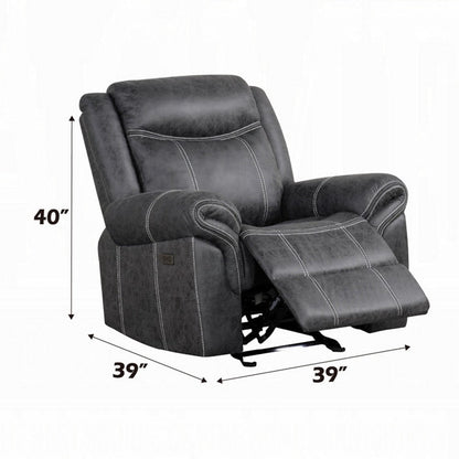 Hesy Power Motion Recliner Chair, USB Ports, Soft Dark Gray Microfiber