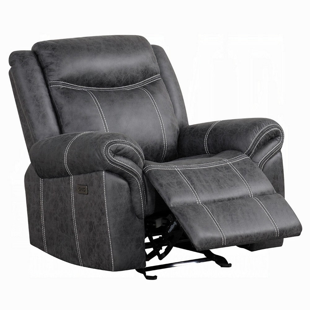 Hesy Power Motion Recliner Chair, USB Ports, Soft Dark Gray Microfiber