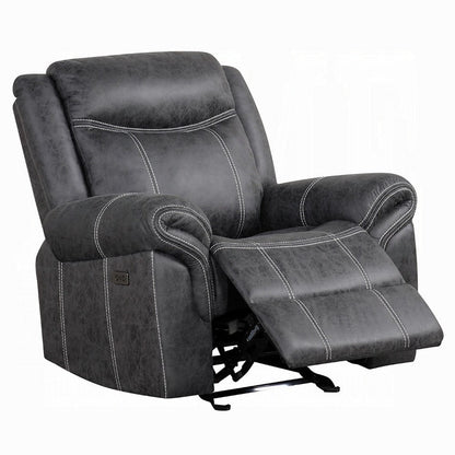 Hesy Power Motion Recliner Chair, USB Ports, Soft Dark Gray Microfiber