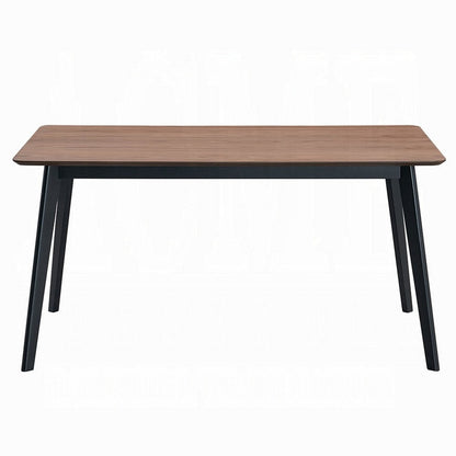 Bery Dining Table, 59 Inch Rectangular Brown Top, Scandinavian Black