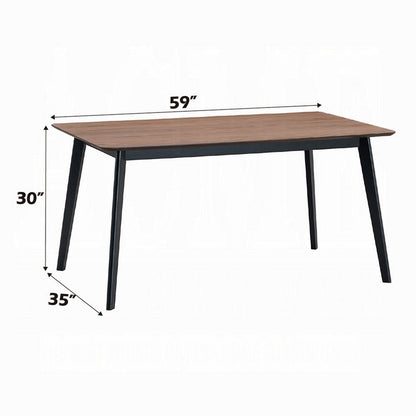 Bery Dining Table, 59 Inch Rectangular Brown Top, Scandinavian Black