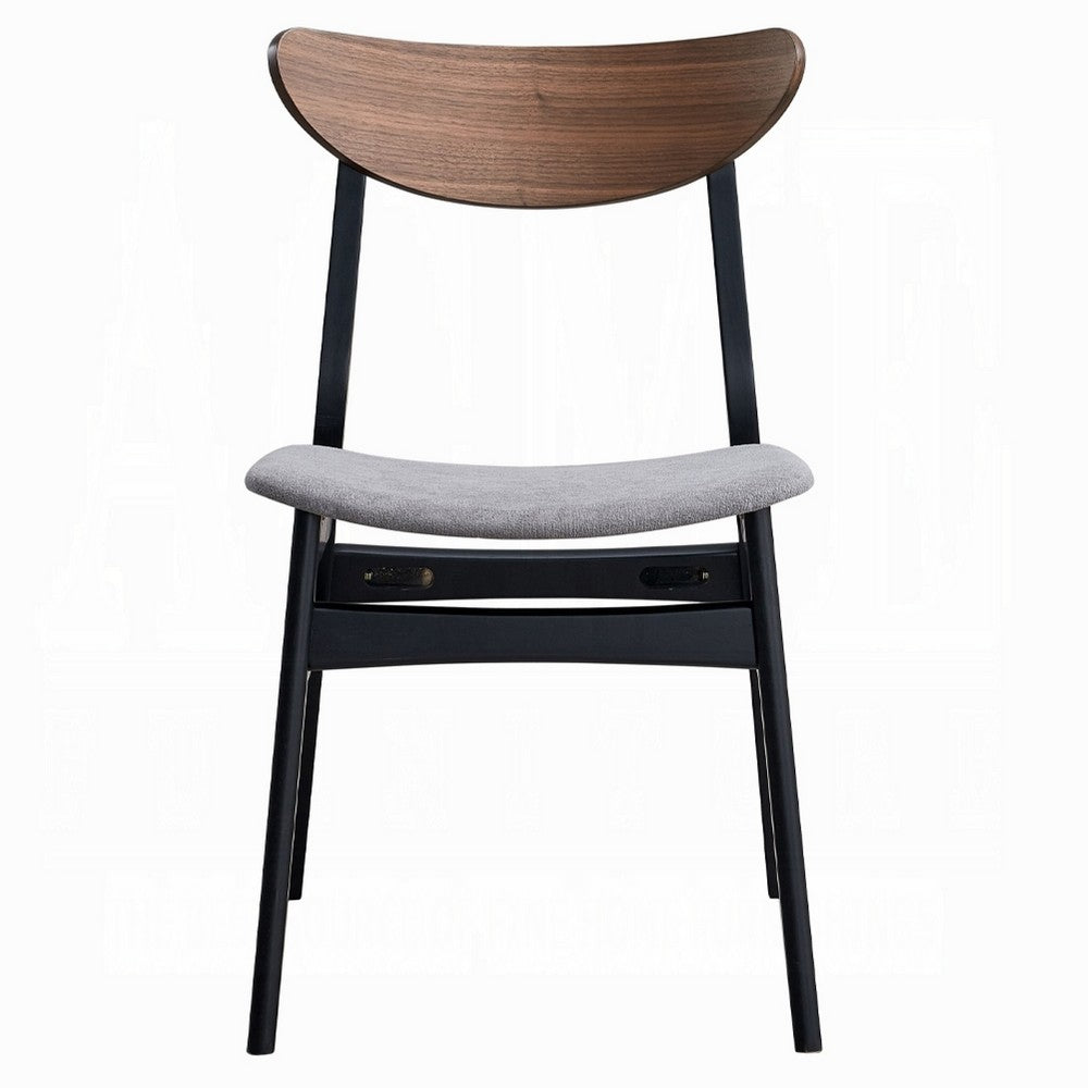 Bery Dining Side Chair Set of 2, Gray Linen Seat, Scandinavian Black