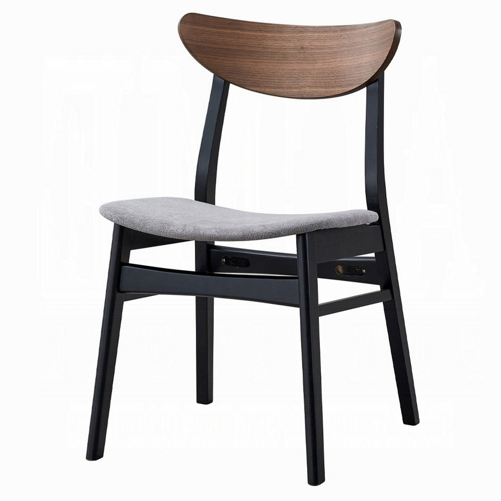 Bery Dining Side Chair Set of 2, Gray Linen Seat, Scandinavian Black