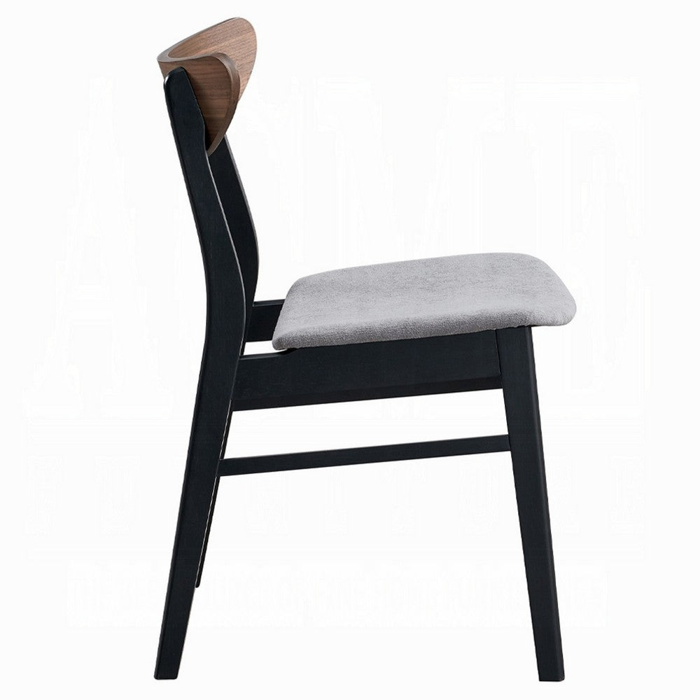 Bery Dining Side Chair Set of 2, Gray Linen Seat, Scandinavian Black