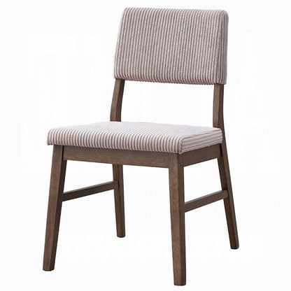Koen Dining Side Chair Set of 2, Beige Corduroy Cushion, Walnut Brown