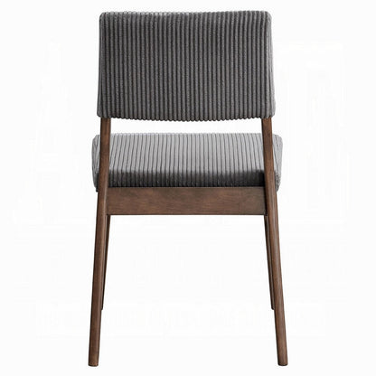 Koen Dining Side Chair Set of 2, Dark Gray Corduroy, Walnut Brown