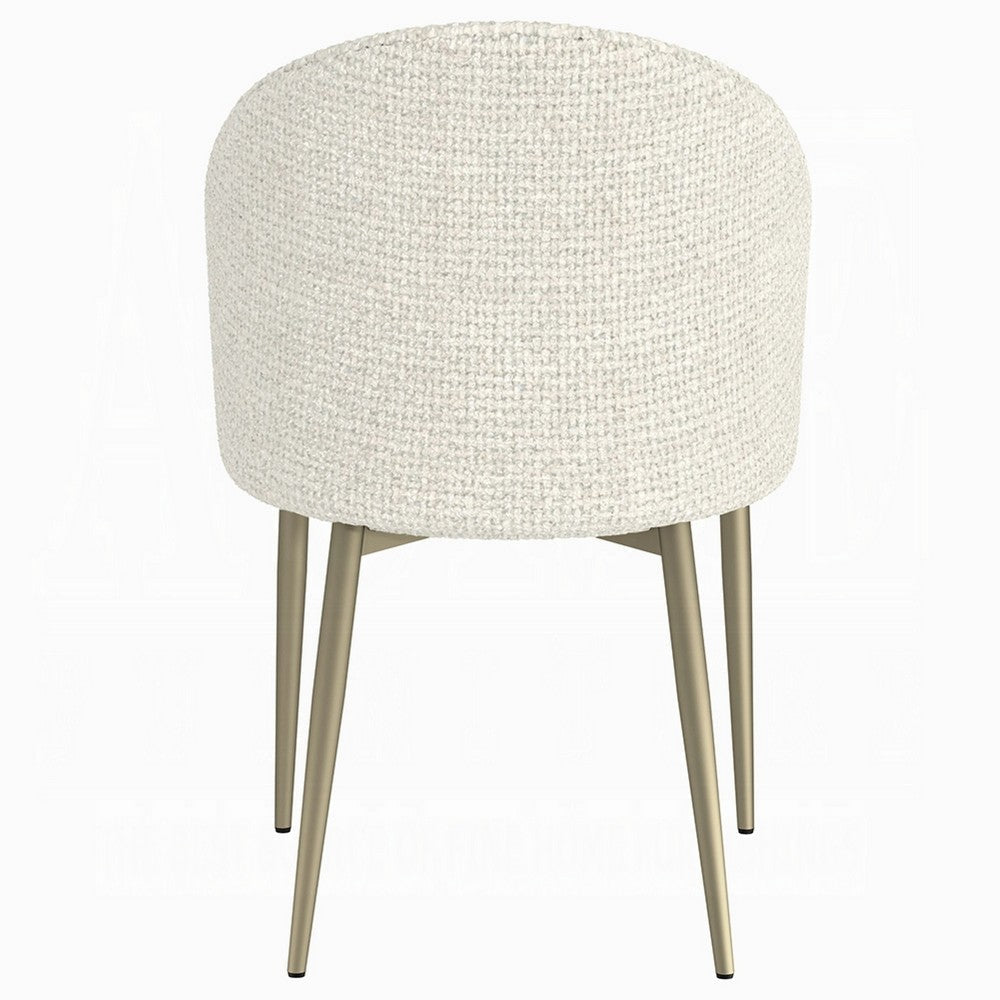 Geru Dining Side Chair Set of 2, Padded Curved Back Contemporary White