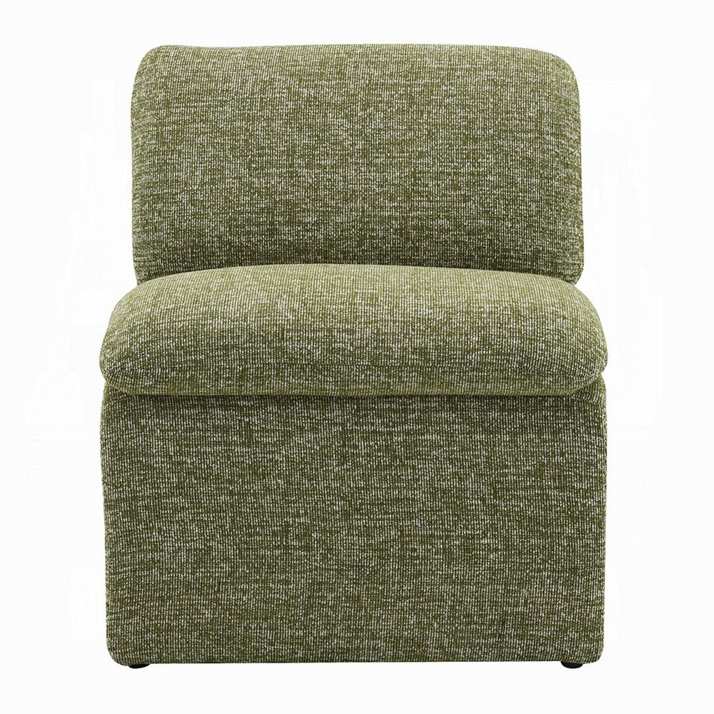 Kami Accent Chair, Curved Open Base, Armless Modern Green Boucle