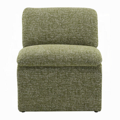 Kami Accent Chair, Curved Open Base, Armless Modern Green Boucle