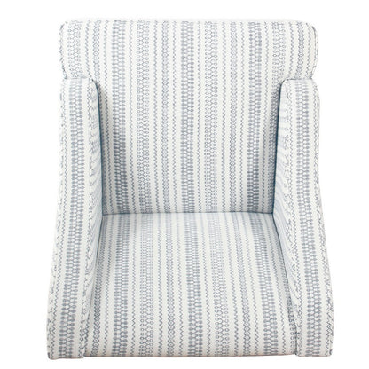 Yolu Accent Chair, Farmhouse Striped Print, Blue and White Polyester
