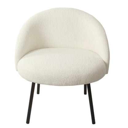Kila Accent Chair, Soft Cream Sherpa Fabric, Ebony Black Metal Legs