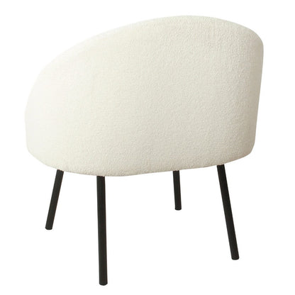 Kila Accent Chair, Soft Cream Sherpa Fabric, Ebony Black Metal Legs