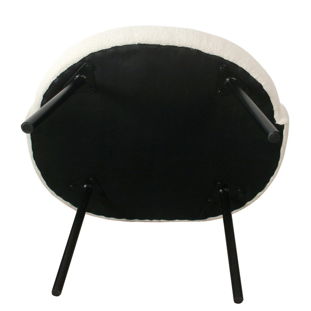 Kila Accent Chair, Soft Cream Sherpa Fabric, Ebony Black Metal Legs
