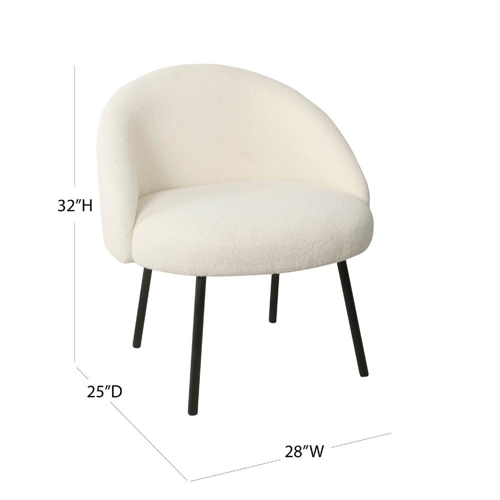Kila Accent Chair, Soft Cream Sherpa Fabric, Ebony Black Metal Legs